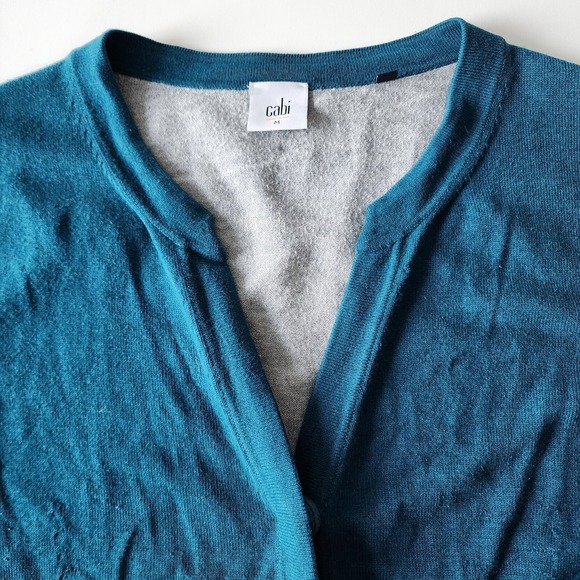CAbi Ever Cardigan Sweater Womens Medium # 3368 Snap Front‎ Casual Teal Luxury - Picture 9 of 16